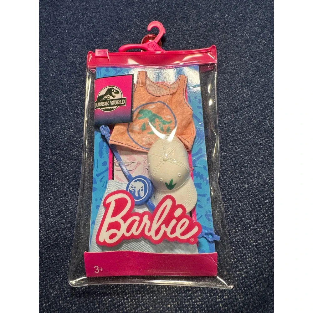 Barbie Fashions Jurassic World Outfit Set Peach Tank Skirt Hat GWB07 GRD46